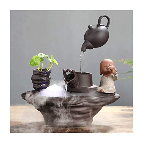 Tabletop Water Fountain Indoor Buddha Fountain Zen Tabletop Water Fountain with Atomizer Ceramic Decorative Fountain Creative Home Decoration Gift Indoor Fountains (Color : C)