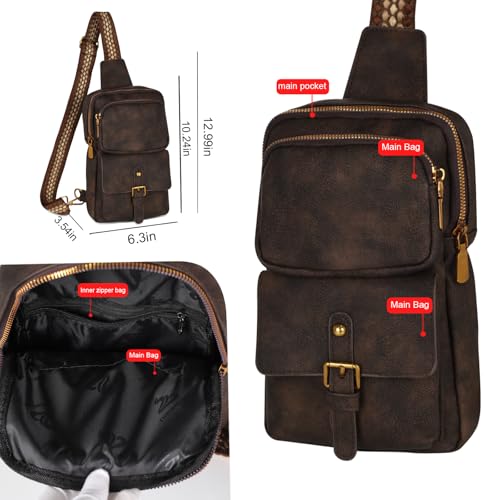 Relang Sling Bag for Women Crossbody, Leather Cross Body Fanny Packs for Women, Trendy Chest Bag for Travel and Daily Use by Relang - Used condition - Image 5