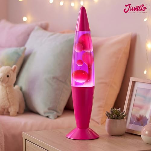 JAMBO 16" Beautiful Lamp- Purple with Pink Wax, Relaxing Liquid Light, Night Light Nightlight, Home Decor Living Room Office Bedroom Lamp for Adults Teens Kids, Magma Motion