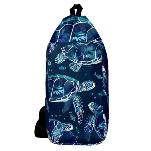 Sac à dos à bandoulière imprimé tortues bleu et multicolore 36cm
