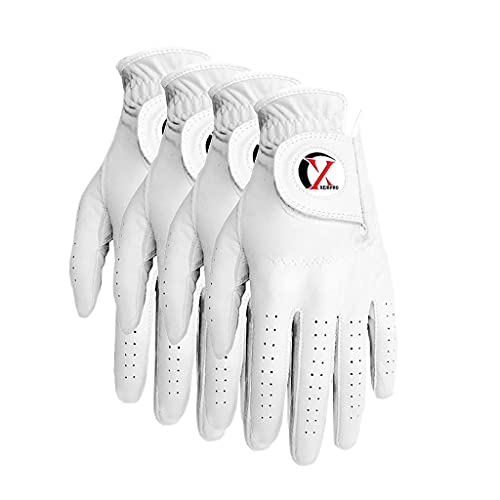 Xeirpro Premium Cabretta Leather Men's Golf Gloves Worn On Left Hand For Right Handed Golfer 4 Pack(Medium/Large) #TOP4