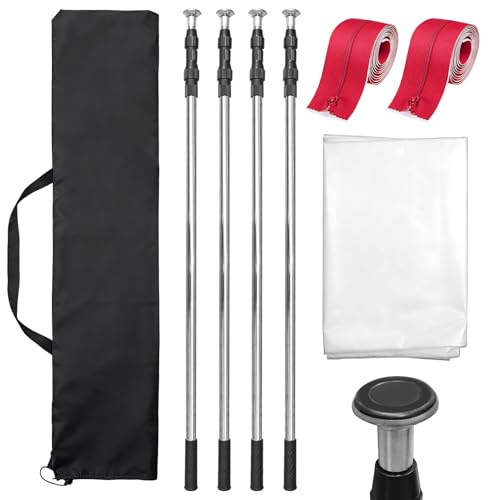 9.5FT Dust Barrier Poles Kit with Plastic Sheet (4 Pack)