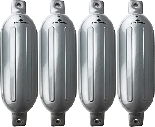 Seasense Wake Defender Boat Fender 6.5" X 23" Silver 4 Pack #TOP14