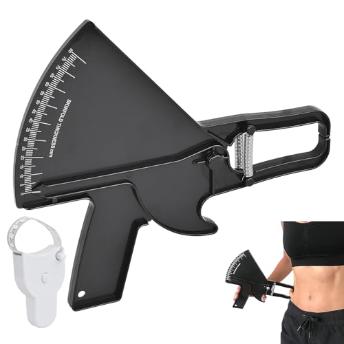Samlonge Pince Mesure Graisse Corporel, Conception à Double Ressort, Caliper Pince à graisse corporelle Appareil, Pince à Plis Cutanée PRO et Mètre Ruban pour Remise en Forme, Perte de Graisse