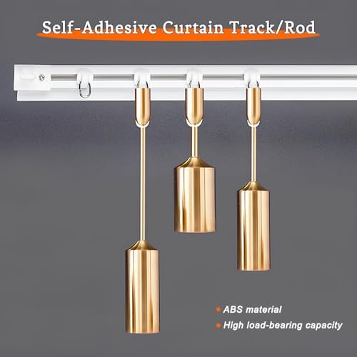White Self-Adhesive Wall Mount Sliding Curtain Track - No Drill, 1.3-19.7 FT Adjustable Ceiling Rail for Space-Saving Room Divider in RVs & Dorms (5.57ft/2x2.78ft)