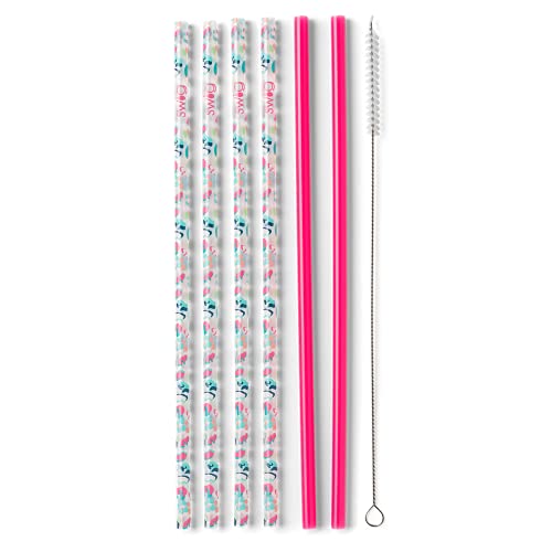 Swig Life Party Animal + Hot Pink Tall Straw Set & Cleaning Brush, Each Straw is 10.25 inch Long (Fits Swig Life 20oz Tumblers, 22oz Tumblers, and 32oz Tumblers)