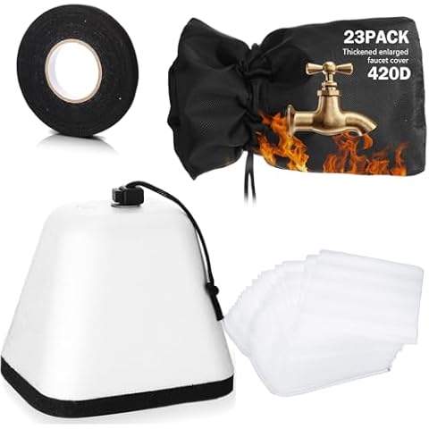 GliCraft 2 Pack Outdoor Faucet Covers for Winter Freeze Protection Outside Garden Faucet Socks Foam Spigot Covers Reusable Waterproof Insulated Spigot Cover with Tape Pearl Cotton Cover