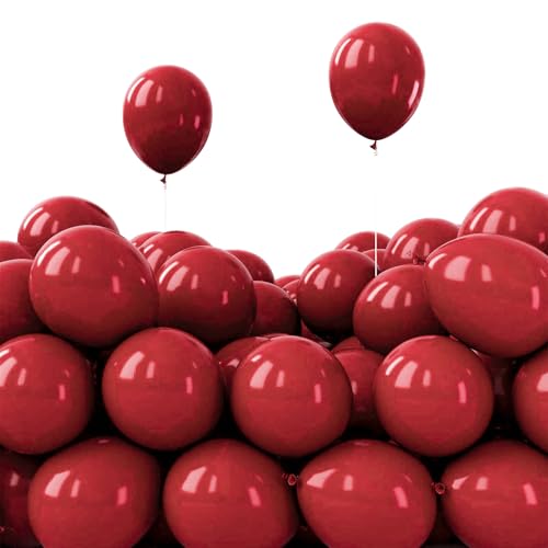 Image of PartyWoo Burgundy Balloons 50pcs 5 Inch Small Dark Chestnut Red Maroon Balloons for Graduation Wedding Thanksgiving Birthday Bachelorette Citizenship Strawberry Theme Party Decorations Red-Y62