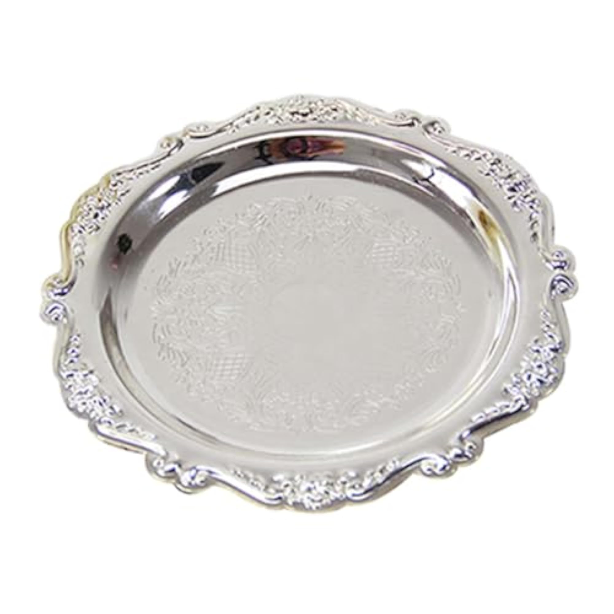 Durable Metal Serving Tray for Candle Holders, Silver