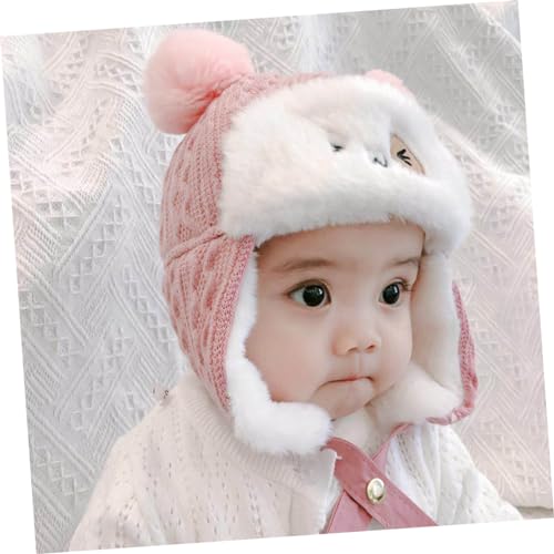 Cotton Earflap Hats Boys and Girls Winter Headwear for Boys Girls Thick Thunder Cap and Earmuffs Hat Pink3