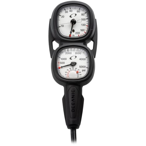 OCEANIC Maxview Combo: Includes Pressure and Depth gauges | Oversized gauges, for Easy Viewing | Pressure Gauge Available in PSI or Bar | 36