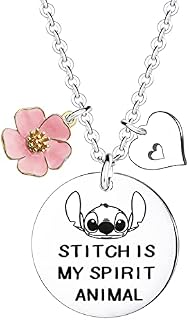 Cute Stitch Gift Stitch Necklace Jewellery Pendant Necklaces Gifts for Daughter, Son, Niece, Nephew, Girls, Boys, Best Friends Birthday Christmas Gifts Stitch is My Spirit Animal
