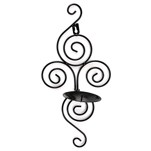 Gifts & Decor Pair of Swirling Iron Hanging Wall Candleholder Sconce - Thumbnail 4