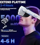 2-Pack 5000mAh Battery Pack for Meta/Oculus Quest 3S/3/2, 18W PD Fast VR Charger, Extended 4-8H Playtime, Dual Fast Charging, Clip-On Power Banks, Lightweight & Safe, Meta Quest 3S/3/2 Accessories