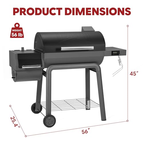 Image of Feasto 30'' Heavy-Duty Charcoal Grill, Digital Temp Control & 2 Meat Probes | Outdoor BBQ Grill with Offset Smoker, 815 Sq. In. Cooking Space for Backyard BBQ, Black & Grey
