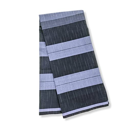 MODHI Black & Grey Lungi For Men || Pure Cotton Fabric, 2.10mts || Stitched || Assorted Design Pack of 2 Lungies || Dhoti/Mundu/Veshti/Kaili/Panchalu