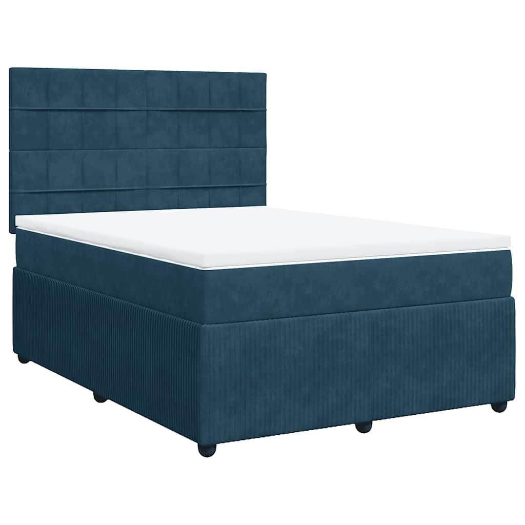 Velours Doux Ressorts ensachés Lit sommier Bleu 140x190 cm