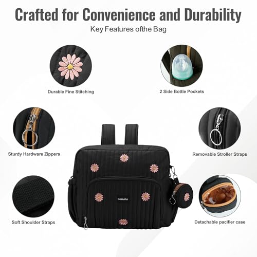Image of GOBABYMART Diaper Bag Backpack with Changing Pad - Travel Baby Bag, Insulated Bottle Pockets, Stroller Straps