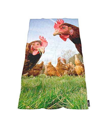 Moslion Comfy Bath Towels Funny Chicken Green Grass Soft Bathing/Beach/Camping Towel for Women Men Girls Boys Large Size 64x32 Inches