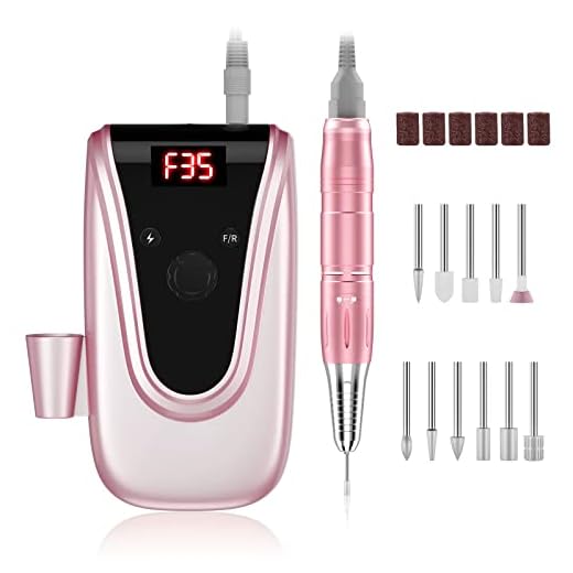 Professional Rechargeable 35000 rpm Nail Drill, Portable Electric Nail Drill E file Electric Nail File for Acrylic, Gel Nails, Manicure Pedicure Polishing Shape Tools with 11Pcs Nail Drill Bits
