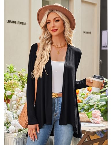 Bluetime Women's Open Front Cardigan Sweaters Lightweight Long Sleeve Drape Knit Cardigans with Pockets (S-3XL)2