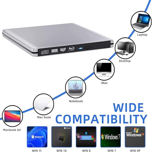 Unidad externa Blu-ray DVD con USB 3.0 y Type-C miniatura 6