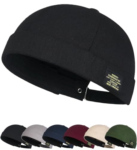 Bonnet Docker Été Maille sans Bord Visiere Casquette Skullcap Travailleur Chapeau Fashion Réglable Casquette de Marinrier Unisexe Coton Docker Cap Casquette...