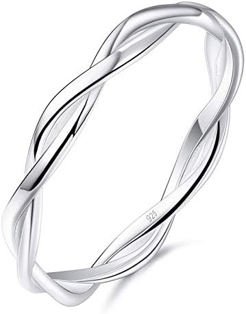 INBLUE 925 Sterling Silver Twist Rings for Women Girls Lover Sisters Engagement Wedding Promise Jewelry For Mothers Day Valentines Day Friendship