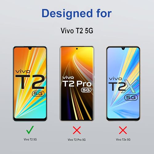 Image of ZAP CASE HD Plus Tempered Glass Screen Protector Compatible for Vivo T2 5G (Black) Edge to Edge Coverage with Easy Installation Kit