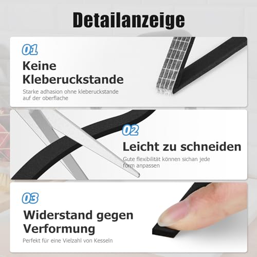 Ancable Dichtungsband für Spülbecken und Einbauspülen, 1 Stück 9mm x 3mm x 3.3m Wasserfestes Montageband mit kleinem Schaber, Selbstklebend Abdichtband für Spülen