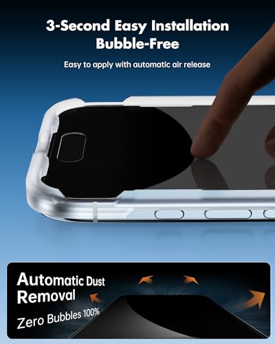 Image of UNBREAKcable Privacy Screen Protector for iPhone Air, Shatterproof Tempered Glass [True 28Anti Spy] [9H Hardness] [Easy Installation Frame] Private Protector for iPhone 6.5inch-2 Pack