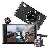 frontkamera spiegelverkehrt 【3 Lens Dash cam Full HD 1080p mit Audio】Mit einer 170° gerichteten CMOS Sensor Frontkamera(12.0Mega), einer 120° in der Kabine Kamera(360°drehbar), einer 140° gerichteten Sony Sensor Rückfahrkamera (90°drehbar), in einem Körper, X5 Auto Kamera nahmt sowohl vorne als auch im Innern, Rück simultan in Full HD 1920x1080P 60fps,maximal mit WQH 2560*1440P bei 30fps auf, perfekte Dash Cam für Taxis, Uber, Mitfahrer, Fahrer, Pendler und Familien, es bietet Fahrern und Passagieren besten Schutz