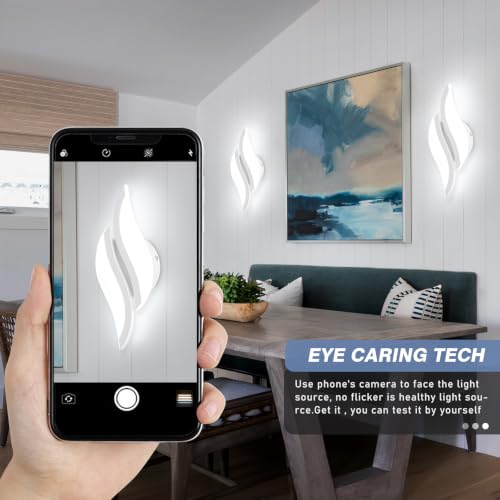 Image of CANEOE Modern LED Wall Sconce 6000K White Indoor Wall Light Fixtures Acrylic Wall Sconce Lighting for Living Room Bedroom Bedside Bathroom Hallway Stairway Wall Lamp (White, 1 Pack,6000K)
