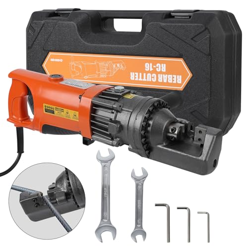 Electric Hydraulic Rebar Cutter Tool, 900W Cutting up to 5/8 Inch #5 4-16mm Rebar Steel within 3 Seconds,110V, with Blades & Easy Carry Stainless Box (900W RC-16)