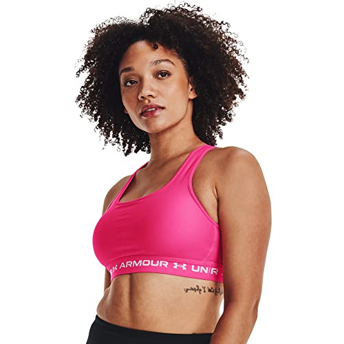 Under Armour Crossback Mid Sport-BH Damen pink/weiß, XL