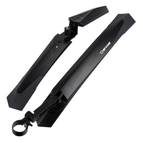 Byking Bike Mudguards for 26-29 inch tyres Mountain Bike Gravel Bicycle Hybrid and E-Bike Fender Universal Mud Guard Adjustable Cycling Front and Rear Mudguard Set for Carrera and Boardman MTB.