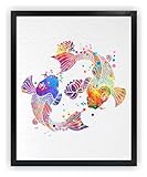 Dignovel Studios 11X14 Unframed Koi Fish Lotus Meditation Yin Yang Japanese Yoga Watercolor Art Print Poster Inspirational Wall Art Housewarming Office Home Decor DN550