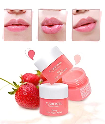 CARE:NEL CARENEL Lip Sleeping Mask 5g (Berry 3Set) - Moisturizer for Dry Lips - Overnight Treatments Balm, Day and Night Repair Gloss, Scrubs Exfoliator