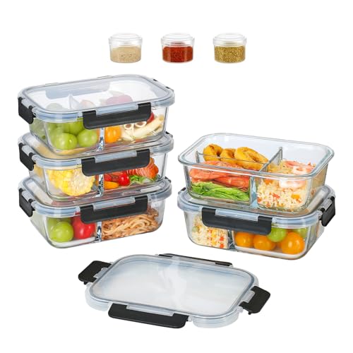 Opiniones de Juegos de recipientes para comprar hoy. 44 INTELIFE Juego de Recipientes de Vidrio Herméticos,Contenedores para Alimentos con Compartimentos para Especias y Tapas de Alta Calidad, Apto para Refrigerador, Congelador (JUEGO...