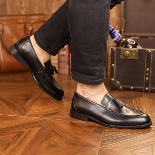 Leather Male Dress Shoes Business Mens Shoe Men Loafers Flats Round Toe Slip-On Solid Handmade Dress Shoes for Men2