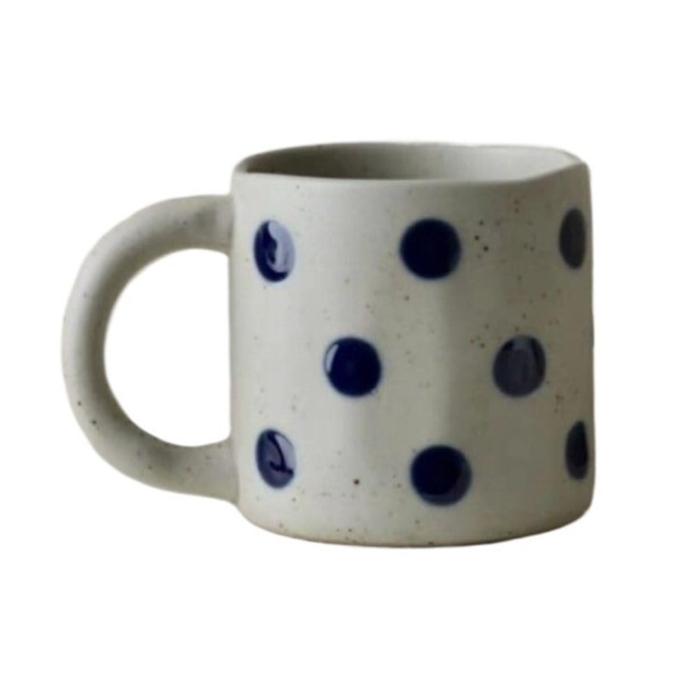 LIBANGRONG-888 Mugs Vintage Polka Dot Ceramic Mug Large Capacity Coffee Cup Water Tea for Home and Office Use Milk Tea Cup