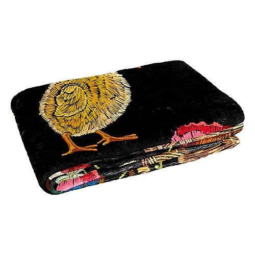 Couverture coq et poussin brodé 150x100cm pour lit et canapé