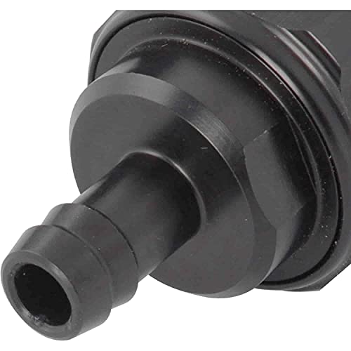 Jegs Compact Billet In-Line Fuel Filter | 3/8 Male/Male Hose Barb | Black | Length 2 5/16 “ | Compatible With Gas Or Alcohol | 40 Micron | Flows Up To 130 Gph @ 75 Psi | Made In Usa #TOP3