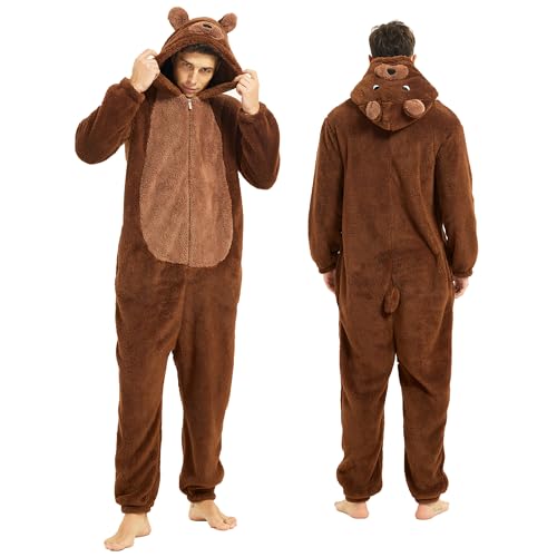 III HHONS Bear Onesie Animal Women/Men Adult Costume Cosplay Pajamas Onesies Christmas for Halloween