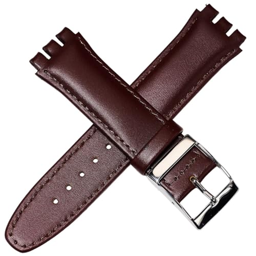 Bracelet montre cuir 19mm rembourré rouge noir marron bleu Swatch