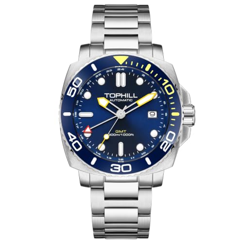 Image of TOPHILL Men Watches Automatic Mechanical Watches - Dive, GMT, Chronograph & Dress Styles | 316L Stainless Steel, Sapphire Crystal, Ceramic Bezel | 5ATM-300M Waterproof with Super Luminous | Classic Business & Sport Casual