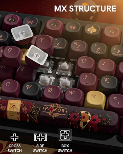 Image of PBT Keycaps for Mechanical Keyboard, 128 Keys Dye-Sublimation MOA Profile Keyboard Keycaps for Cherry Gateron MX Switches Mechanical Keyboards, Red & Black