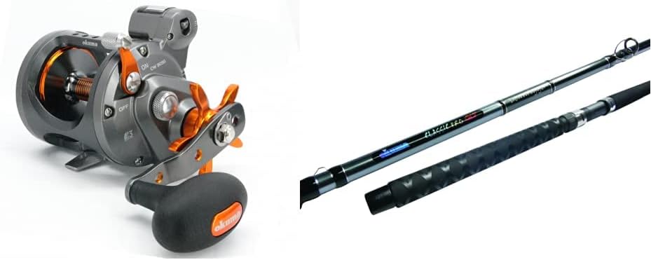 Okuma Cold Water Linecounter Trolling Reel and Okuma Classic Pro GLT Downrigger Fishing Rod Bundle