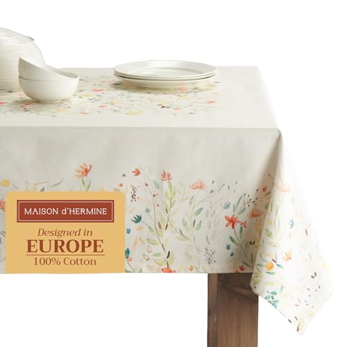 Maison d'Hermine Tovaglia rettangolare, 100% cotone, 220 cm x 160 cm, riutilizzabile, per uso quotidiano, per cene, feste in casa, Primavera Estate (Colmar)