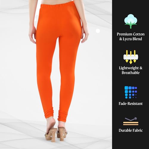 Image of TRASA Ultra Soft Cotton 4 Way Stretchable Churidar Solid Regular and Plus 20 Colours Leggings for Womens and Girls -Sizes :-M, L, XL, 2XL, 3XL, 4XL, 5XL, 6XL